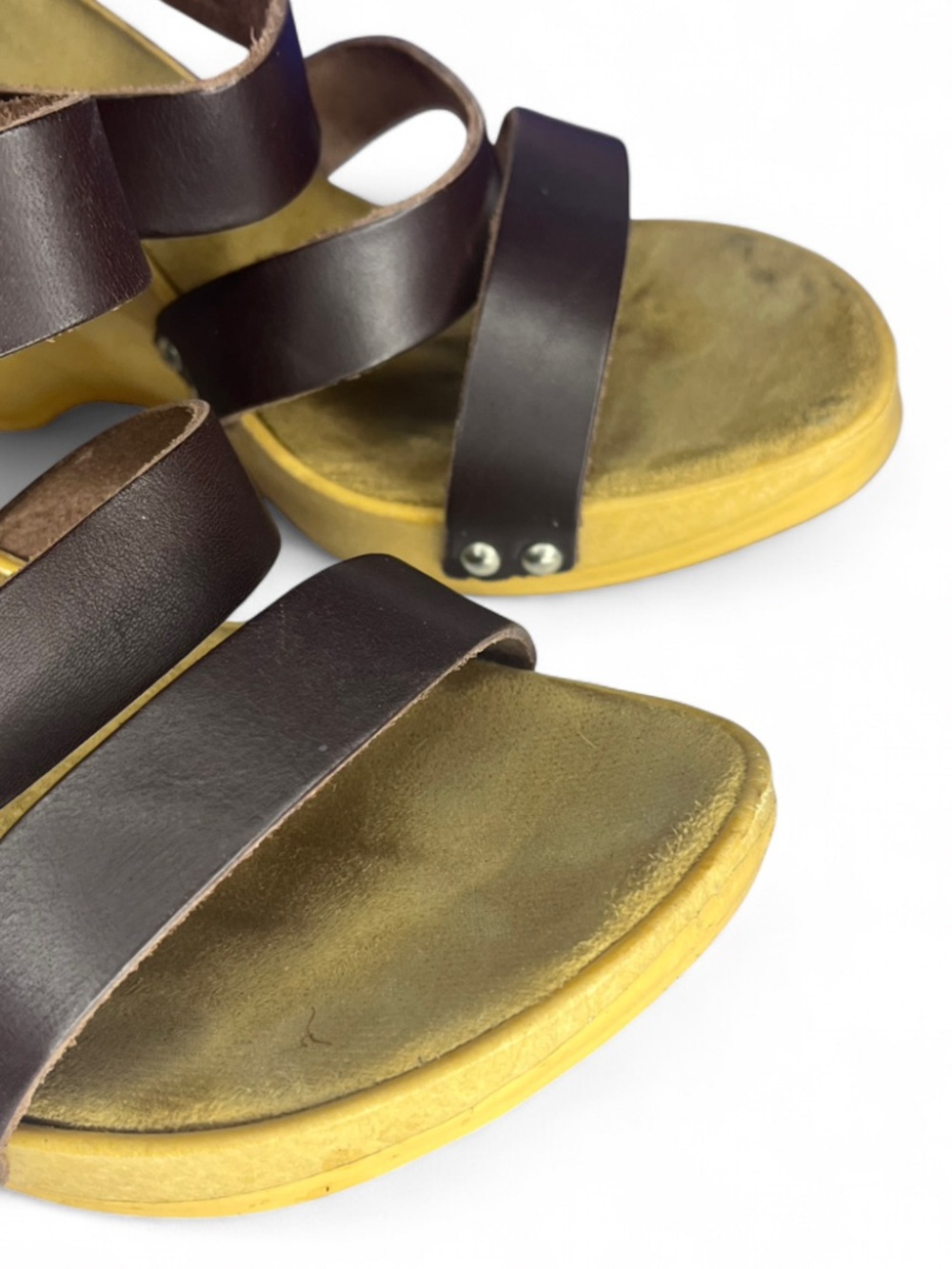 Made in Italy Wooden Platform Three Strap Wedge Sandals - Women’s Size 8 / EU 38 - Picture 3 of 10